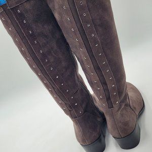 Vince Camuto – Over the Knee Gray Suede Studded Boots